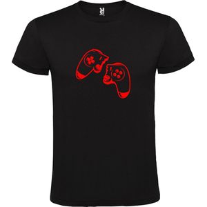 Zwart T-shirt ‘Game Controller’ Rood Maat L