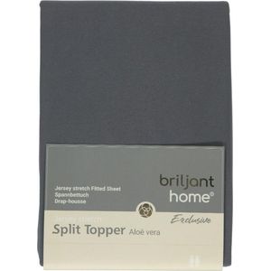 Briljant Home Hoeslaken Jersey Split Topper Multifit - 160 x 200-220 met 45 cm Hoek - Iron antraciet