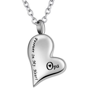 Fako Bijoux® - Ashanger / Assieraad - Hart - Forever In My Heart - Opa - Edelstaal - Zilverkleurig