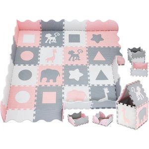 Moby-System - Puzzelmat - Speelmat - Baby - Foam - XL 150 x 150 cm - met rand - Roze