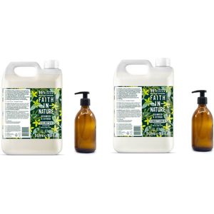 FAITH IN NATURE - Shampoo & Conditioner Seaweed & Citrus Refill - 2 x 5 Liter= 10 liter - nu met 2 Gratis glazen refill flessen 500ml