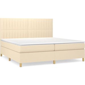 vidaXL-Boxspring-met-matras-stof-crèmekleurig-200x200-cm