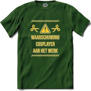 Waarschuwing! Cosplayer aan het werk! - Cosplay, naai en knutsel kleding - T-Shirt - Unisex - Bottle Groen - Maat S