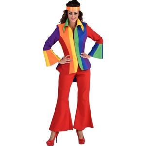 Magic By Freddy's - Regenboog Festival Jas Met Lang Achterpand Vrouw - Multicolor - XXL - Carnavalskleding - Verkleedkleding