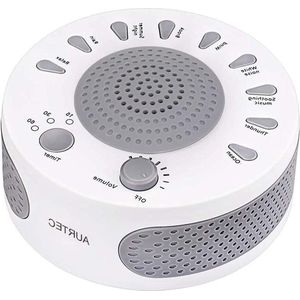White Noise Machine - 9 rustgevende natuurlijke geluiden - Slaaptherapie voor baby's, slapeloosheid, slaapstoornissen en senioren - Rust gemakkelijk met timeropties - USB of batterijvoeding - Wit
