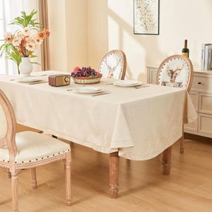 Ovaal Linnen Tafelkleed 155 x 400 cm – Beige Tafelkleed Met Handgeponst Textuurontwerp Voor Keuken En Kantoor