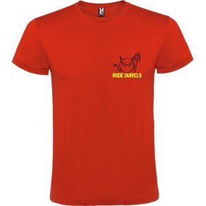 Belgie EK Voetbal T-Shirt Rood “ Rode Duivels “ Print klein Zwart / Geel Maat XXL