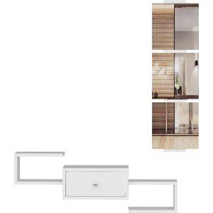 Wandplank Antonia - Met Spiegel - Wit - Spaanplaat en Glas - Eenvoudige Montage - Stijlvol Design