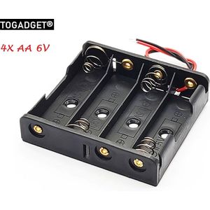 Batterijhouder 4xAA - 6 Volt Output - Batterijclip - batterij case - AA Battery holder, battery case, battery adapter