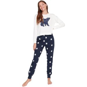 Trendyol Veelkleurige Gebreide Pyjamaset Van 100% Katoen Met Sterrenmotief Thmaw21Pt0241