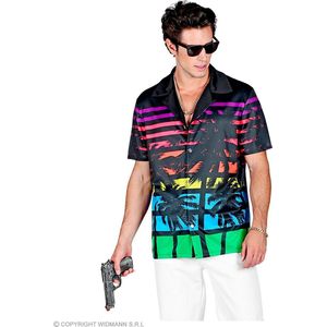 Widmann - Hawaii & Carribean & Tropisch Kostuum - 80s Miami Palm Shirt Man - Multicolor - XL - Carnavalskleding - Verkleedkleding