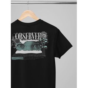 Oversized shirt - Observer - Wurban Wear | T-shirt | Merk kleding | Unisex tshirt | Streetwear | Pump cover | Techno outfit | Merk shirt | Gym shirt | y2k | Techwear | Urban | Grote maten | T-shirt heren | T-shirt dames | Zwart