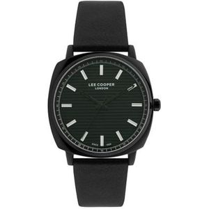 Lee Cooper LC07050.671 - Horloge - Analoog - Mannen - Heren - leren band - Zwart