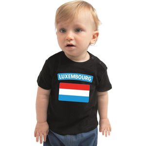Luxembourg baby shirt met vlag zwart jongens en meisjes - Kraamcadeau - Babykleding - Luxemburg landen t-shirt 74