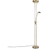 QAZQA diva - Moderne Dimbare LED Vloerlamp | Staande Lamp met Dimmer met leeslamp - 2 lichts - H 1800 mm - Goud/messing - Woonkamer | Slaapkamer | Keuken