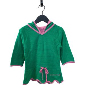 Ducksday - Badponcho - Badjurk - zomerjurk - badstof - 98/104 - meisje - groen/roze - gevoerd