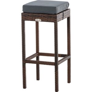 Barkruk Bravo - Donkergrijs - Rotan - Barstoelen buiten of keuken - Zonder rugleuning - Set van 1 - Wicker - Ergonomisch - 74cm hoog