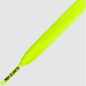 Mr. Lacy - Schoenveters - Veters - Sneakerveters  - Flatties - Plat - Neon Geel - Veterlengte 130 cm – Breedte 10 mm