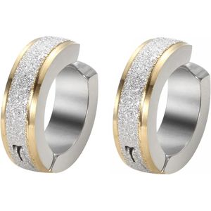 Fako Bijoux® - Clip-On Oorbellen - Oorringen - RVS - Staal - Stainless Steel - Fake - Zilver/Goud Glitter