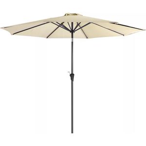 In And OutdoorMatch Parasol Kaleb - 300cm - Kantelbaar - Camping - Rond - Staand - Beige - Terras, tuin of strand