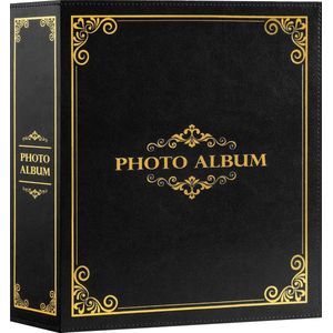Traditioneel fotoalbum, 10 x 15 cm, groot formaat, fotoalbum, klasse met kunststof hoes, 1000 horizontaal, verticaal, foto's, zwart
