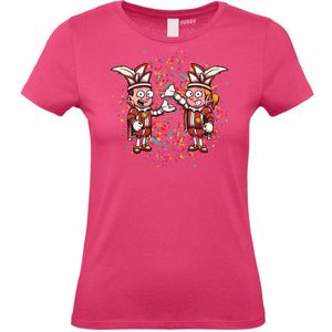 Dames T-shirt Carnavals Paar | Carnaval | Carnavalskleding Dames Heren | Roze | maat XS