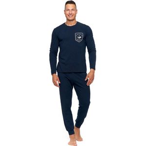 Katoenen heren pyjama | marineblauw | korting | sale | L