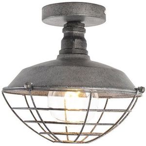 QAZQA course - Industriele Plafondlamp - 1 lichts - Ø 280 mm - Zilver - Industrieel - Woonkamer | Slaapkamer