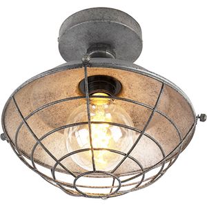 QAZQA course - Industriele Plafondlamp - 1 lichts - Ø 280 mm - Zilver - Industrieel - Woonkamer | Slaapkamer