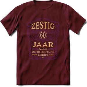 60 Jaar Legendarisch Gerijpt T-Shirt | Paars - Ivoor | Grappig Verjaardag en Feest Cadeau Shirt | Dames - Heren - Unisex | Tshirt Kleding Kado | - Burgundy - XL