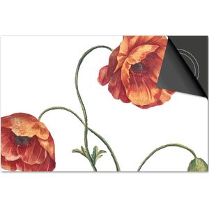 Inductie beschermer 81x52 - afdekplaat inductie mat - Dietrix Kookplaat beschermer - DELUXE - Botanical - Klaproosjes op wit