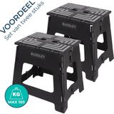 BUDDLEY - Opstapje Inklapbaar Zwart XL (SET) - Inklapbaar Krukje TWEE- Opvouwbaar Krukje – Inklapbaar Opstapje – Opstapkruk - Keukentrapje - Opvouwbaar Krukje Camping - Opstapje volwassenen - Kind - Keukenkruk - Opvouw krukje om op te staan of zitten