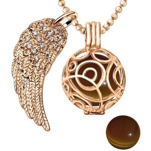 Quiges Engelenroeper 18mm Bolhouder met Ketting 90cm en Bolletje - Dames - Roségoudkleurig Cirkels - EBS18030