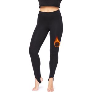 Bellivalini Dames Thermische Legging met Stijgbeugels - Sport - Vrijetijdsbroek - Lang - Sporbroek - BLV-BLV50-321-LE - Zwart - L