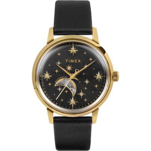 Timex Celestial Automatic TW2W21200 Horloge - Leer - Zwart - Ø 38 mm