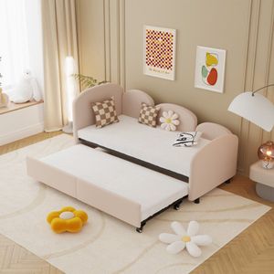 Tweelingformaat daybed met opbergladen, fluwelen bekleed daybed, slaapkamer woonkamer Moderne slaapbank daybed frame voor woonkamer, kinderkamer, slaapkamer, moderne stijl,Roze