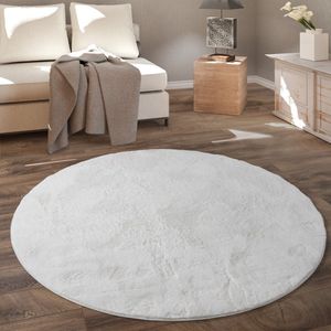 Paco Home Rond Vloerkleed Hoogpolig Tapijt Woonkamer Kinderkamer Fluffy Pluche Zacht Pluizig Modern Ø 120 cm Rund