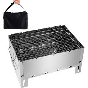 Kleine houtskoolgrill, opvouwbare grillrooster, 30 cm grilloppervlak en warmhoudrooster op balkon, tuin en als campinggrill