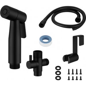 Nifkos Bidet handdouche set - Bidet Shattaf - Bidet Sproeier - Inbouw voor Bidet WC Messing - Shataf set - Shatafa - Zwart