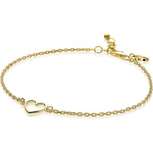 ZINZI zilveren armband geel verguld met open hartje ZIA1420G