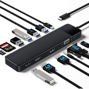 JMZR® Docking Station Laptop 2x HDMI - Splitter Laptop - USB-C - Universeel