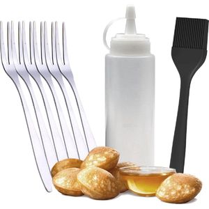 Poffertjes accessoires set - incl. Spuitfles, 6x Vork en Siliconen kwast - incl. poffertjes E-Book