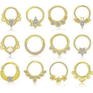 12 Stuks Neusringen20G Chirurgisch Staal Neusringen Hoop L Vorm Neus Studs Neus Schroef Septum Neus Ring,Kraakbeen Helix Oorbellen Hoop Lip Neusgat Neus Piercing Sieraden voor Vrouwen Mannen.