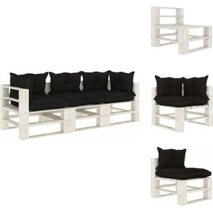 vidaXL Pallet Bank - Tuinmeubelset - 200 x 67.5 x 60.8 cm - Grenenhout en stof - Loungebank