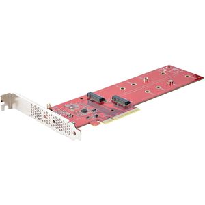 StarTech.com Dual M.2 PCI Express SSD Adapter Kaart, PCIe x8 / x16 naar Dual NVMe of AHCI M.2 SSDs, PCI Express 4.0, 7.8GBps/Schijf, PCIe Bifurcatie, Windows/Linux Compatibel (DUAL-M2-PCIE-CARD-B)