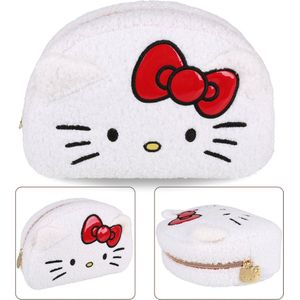 Hello Kitty Wit reiscosmeticatasje, pluche, ruim 22x15x7cm