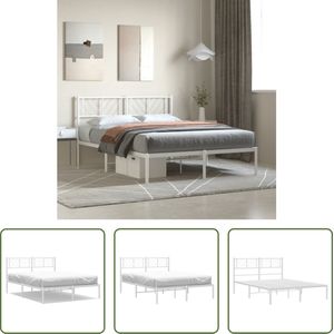 The Living Store Klassiek Metalen Bedframe - Logeerbed met opbergruimte - Staal - 207 x 125 x 90 cm - Wit