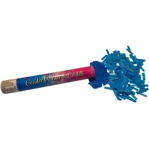 Baby blauw gender reveal Powder & Confetti shooter 35cm - Poeder kanon - Rook kanon - Confetti kanon Party Popper Gender Reveal Pink -Baby shower - Baby - Geboorte - It's a Girl - Versiering - Ballonnen - Pop It - Confetti