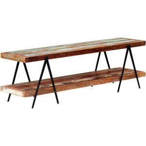 The Living Store TV-meubel - Vintage en elegant - Massief gerecycled hout - Gepoedercoat ijzer - 160x40x50 cm