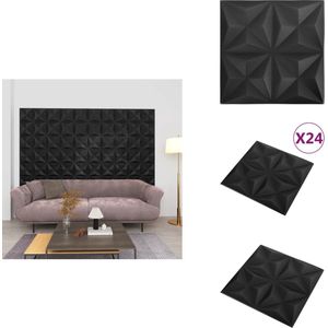 vidaXL 3D-wandpanelen - EPS - 50 x 50 cm - origamizwart - Wandpaneel